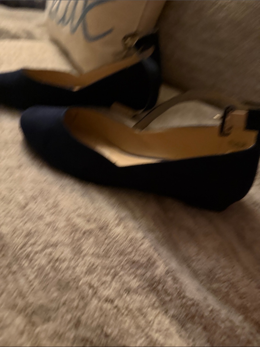 Dream Pairs Navy Ankle-Strap Wedge Flats